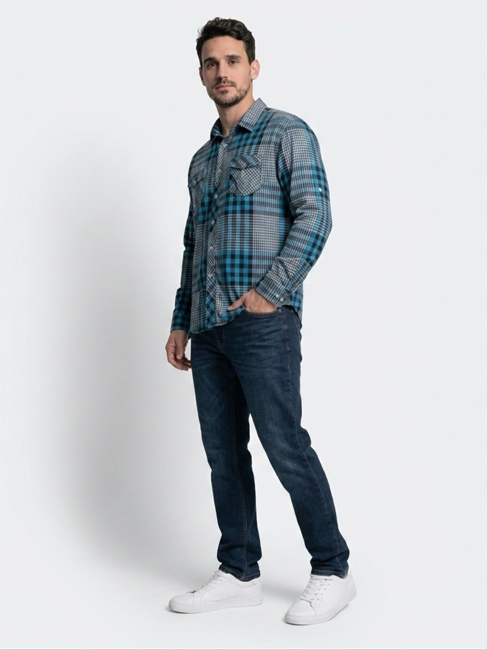 Diamond Stash Men's 4XL Multicolor Plaid Flannel Long Sleeve Shirt